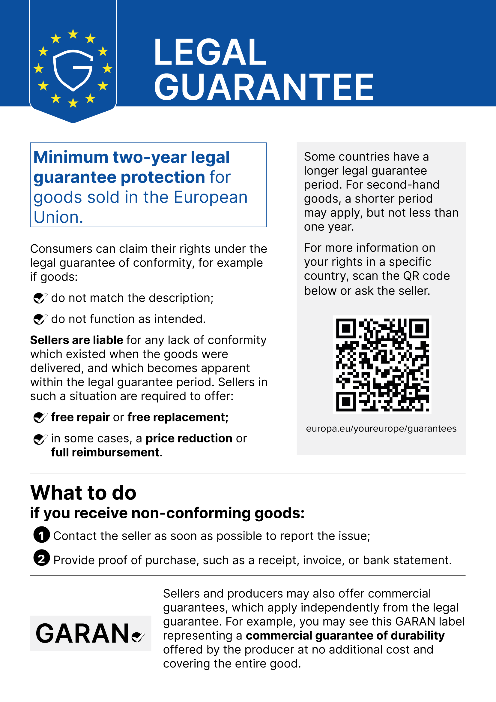 Legal guarantee: official EU notice on consumer rights